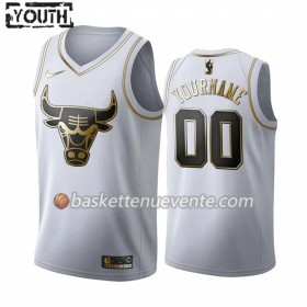 Maillot Basket Chicago Bulls Personnalisé 2019-20 Nike Blanc Golden Edition Swingman - Enfant